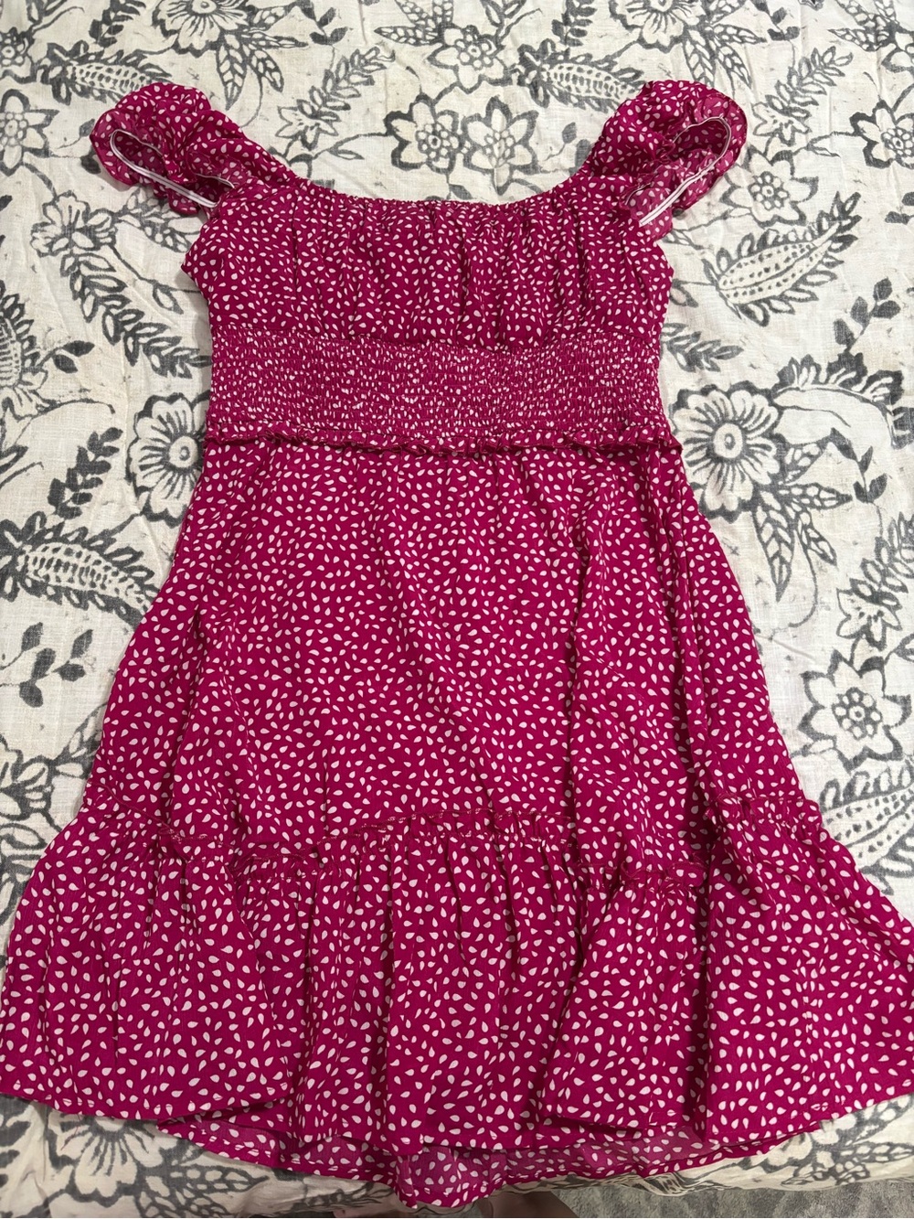 Women’s Fuchsia Printed Ruffle Summer Dress